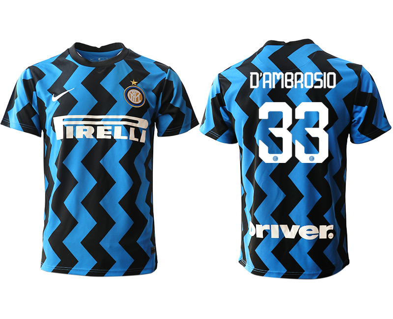 Men 2020-2021 club Inter Milan home aaa versio #33 blue Soccer Jerseys->inter milan jersey->Soccer Club Jersey